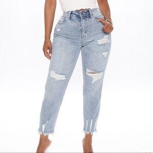 Fashion Nova distressed cropped straight leg jeans